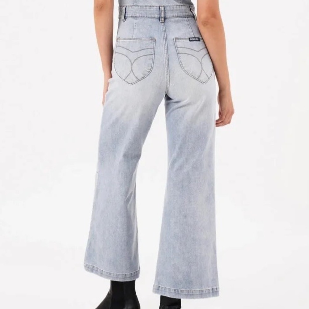 Rolla's Sailor Jumpsuit Light Vintage Blue Size 10M NWT Wide-Leg High-Rise Retro - Picture 8 of 16